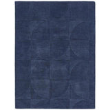 Penny Modern Geometric 3D Hand-Carved Hi-Low Textured Wool Infinity Blue Rug