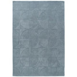 Penny Modern Geometric 3D Hand-Carved Hi-Low Soft Textured Wool Steel Blue Rug 120 x 170 cm