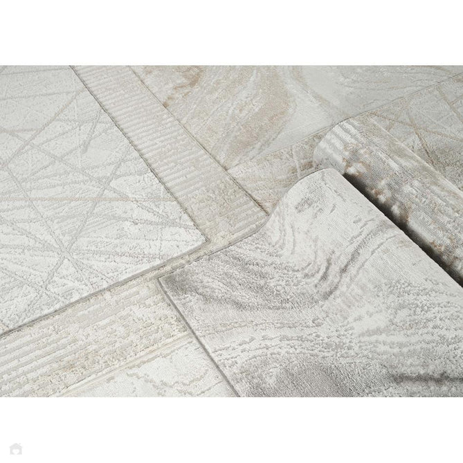 Perla Axis PER01 Modern Abstract Distressed Metallic Shimmer Soft Textured Polyblend Short Pile Silver Grey/Ash Grey/Warm Taupe/Pewter/Frosted White Rug-Desire Rugs-Rug Love - The Most Loved Rug Store