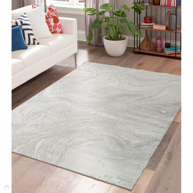 Perla Resin PER03 Modern Abstract Distressed Metallic Shimmer Soft Textured Polyblend Short Pile Silver/Grey/Frosted White/Smoke/Ash/Pewter Rug-Desire Rugs-Rug Love - The Most Loved Rug Store