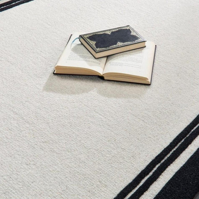 Piper Modern Plain Border Hand-Woven Wool Monochrome/Cream/Black Runner-Origins-Rug Love - The Most Loved Rug Store