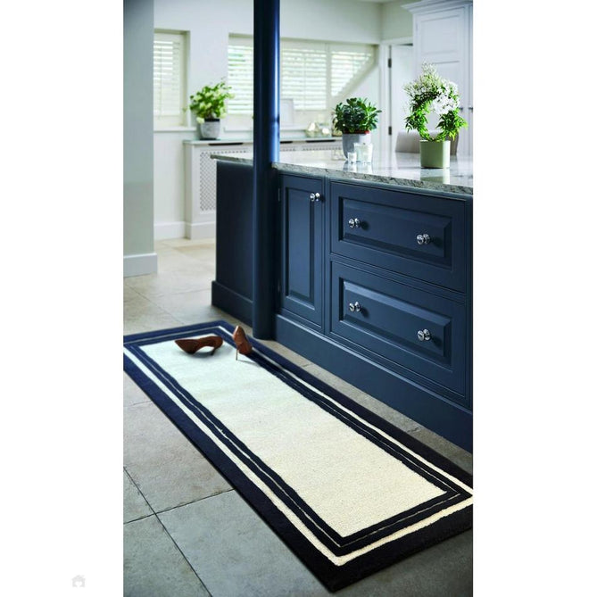 Piper Modern Plain Border Hand-Woven Wool Monochrome/Cream/Black Runner-Origins-Rug Love - The Most Loved Rug Store