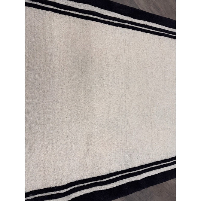 Piper Modern Plain Textured Loop Pile Smooth Border Hand-Woven Wool Cream/Black Rug-Origins-Rug Love - The Most Loved Rug Store