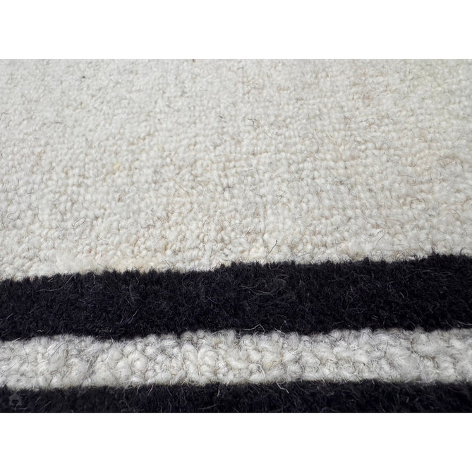 Piper Modern Plain Textured Loop Pile Smooth Border Hand-Woven Wool Cream/Black Rug-Origins-Rug Love - The Most Loved Rug Store