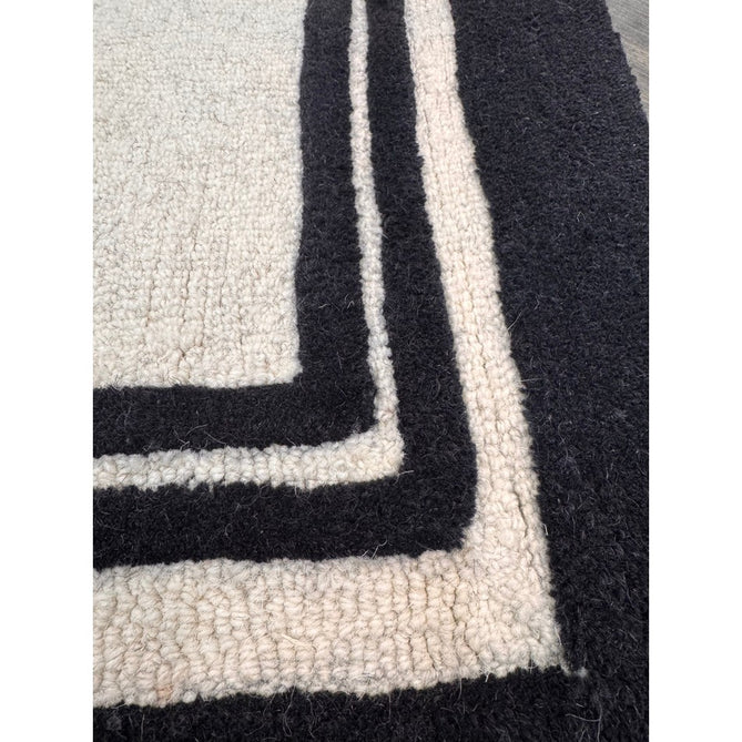 Piper Modern Plain Textured Loop Pile Smooth Border Hand-Woven Wool Cream/Black Rug-Origins-Rug Love - The Most Loved Rug Store
