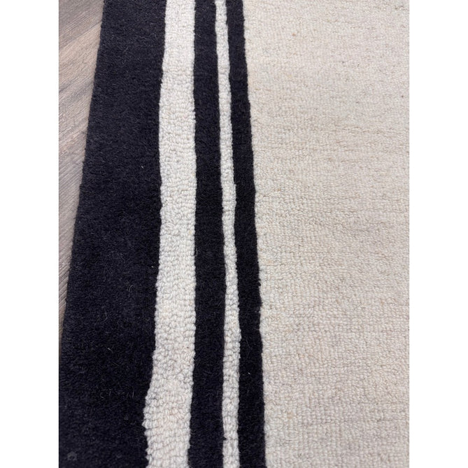 Piper Modern Plain Textured Loop Pile Smooth Border Hand-Woven Wool Cream/Black Rug-Origins-Rug Love - The Most Loved Rug Store