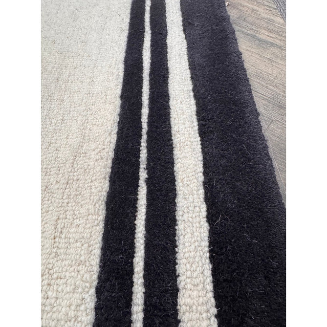 Piper Modern Plain Textured Loop Pile Smooth Border Hand-Woven Wool Cream/Black Rug-Origins-Rug Love - The Most Loved Rug Store