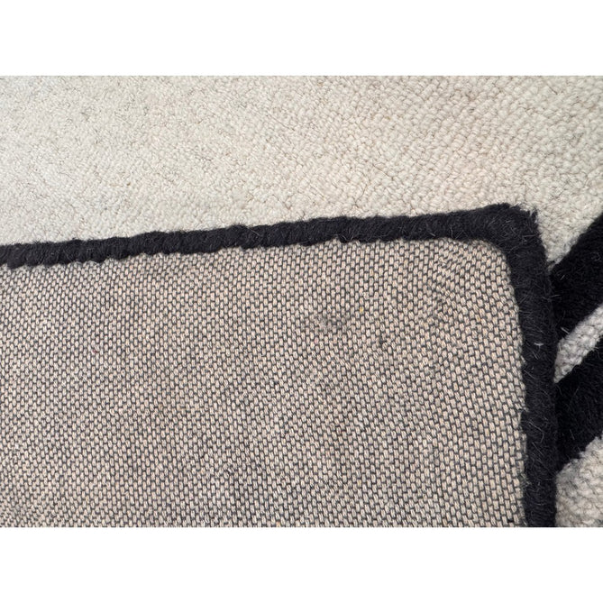 Piper Modern Plain Textured Loop Pile Smooth Border Hand-Woven Wool Cream/Black Rug-Origins-Rug Love - The Most Loved Rug Store