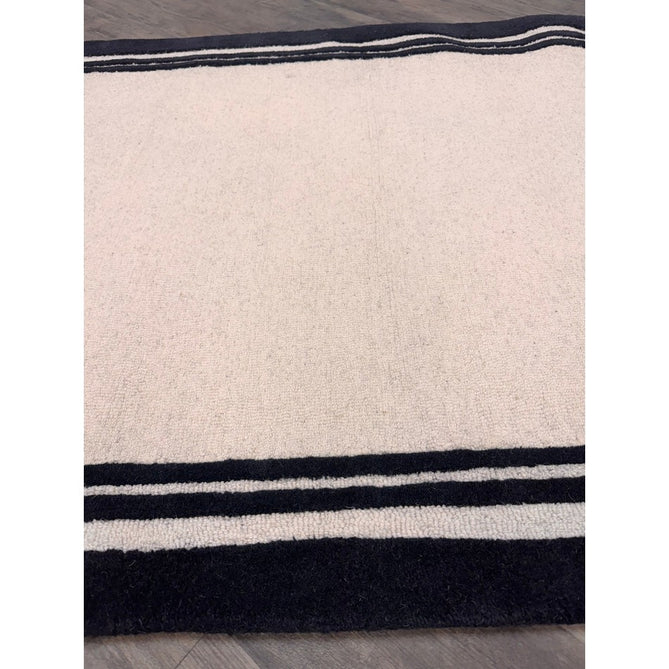 Piper Modern Plain Textured Loop Pile Smooth Border Hand-Woven Wool Cream/Black Rug-Origins-Rug Love - The Most Loved Rug Store