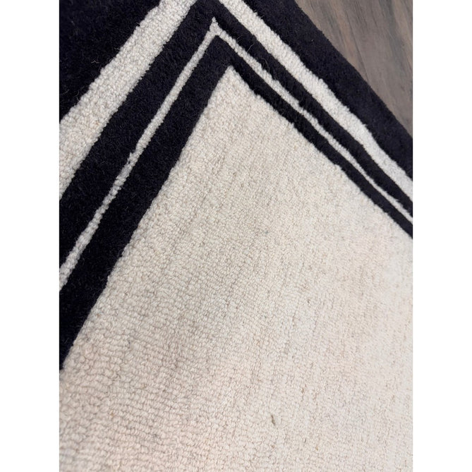 Piper Modern Plain Textured Loop Pile Smooth Border Hand-Woven Wool Cream/Black Rug-Origins-Rug Love - The Most Loved Rug Store