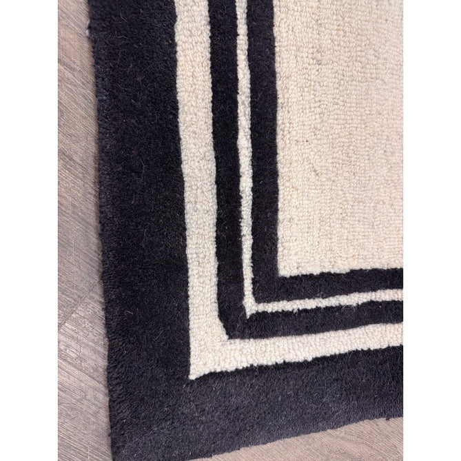 Piper Modern Plain Textured Loop Pile Smooth Border Hand-Woven Wool Cream/Black Rug-Origins-Rug Love - The Most Loved Rug Store