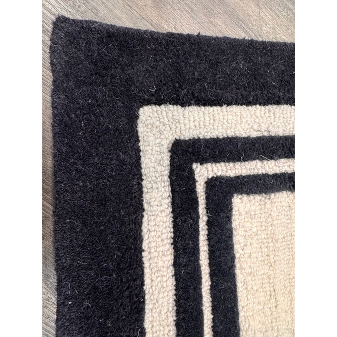 Piper Modern Plain Textured Loop Pile Smooth Border Hand-Woven Wool Cream/Black Rug-Origins-Rug Love - The Most Loved Rug Store