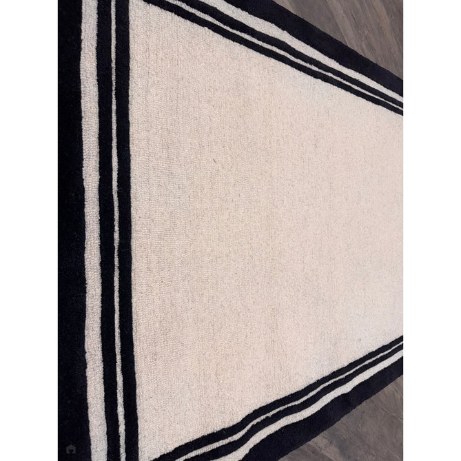 Piper Modern Plain Textured Loop Pile Smooth Border Hand-Woven Wool Cream/Black Rug-Origins-Rug Love - The Most Loved Rug Store