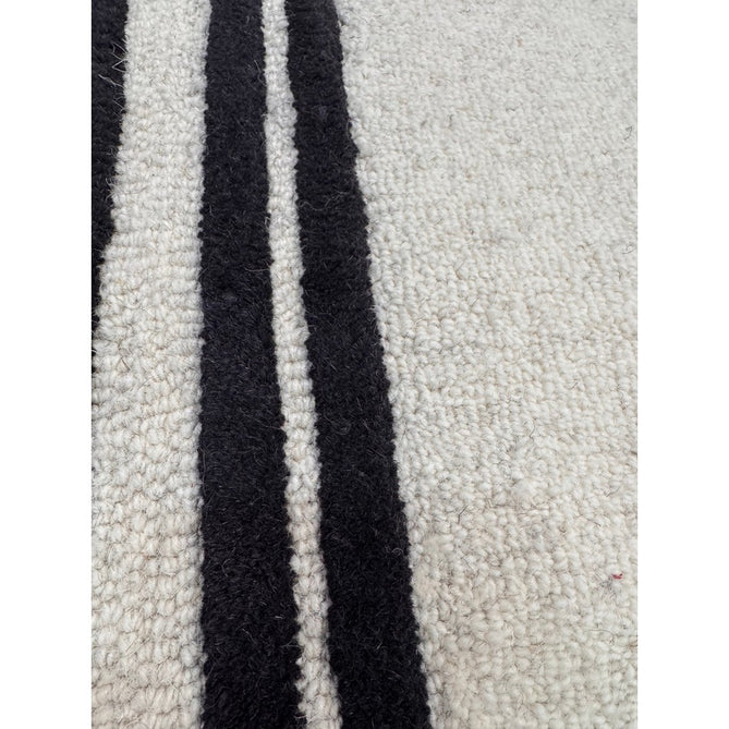 Piper Modern Plain Textured Loop Pile Smooth Border Hand-Woven Wool Cream/Black Rug-Origins-Rug Love - The Most Loved Rug Store