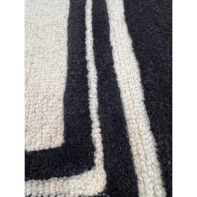 Piper Modern Plain Textured Loop Pile Smooth Border Hand-Woven Wool Cream/Black Rug-Origins-Rug Love - The Most Loved Rug Store