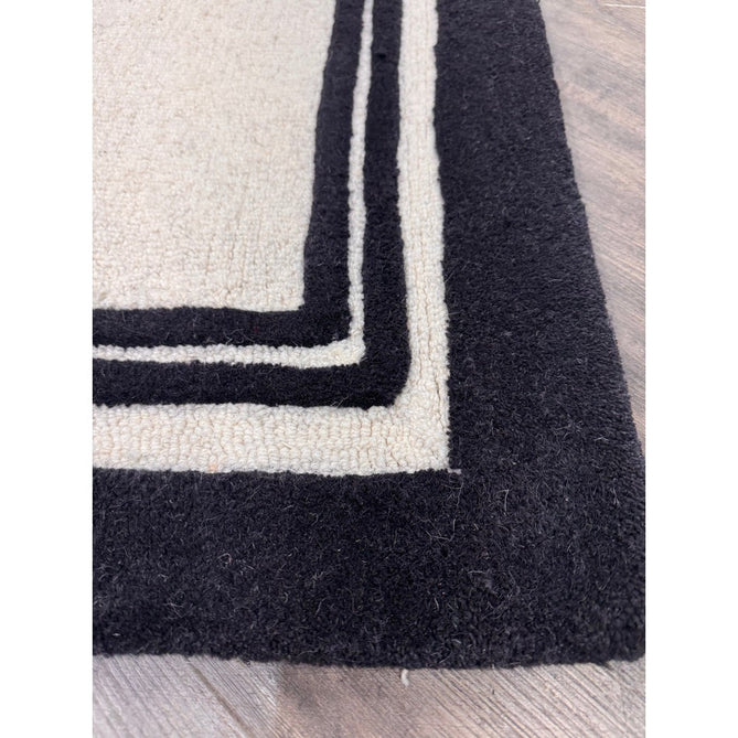 Piper Modern Plain Textured Loop Pile Smooth Border Hand-Woven Wool Cream/Black Rug-Origins-Rug Love - The Most Loved Rug Store