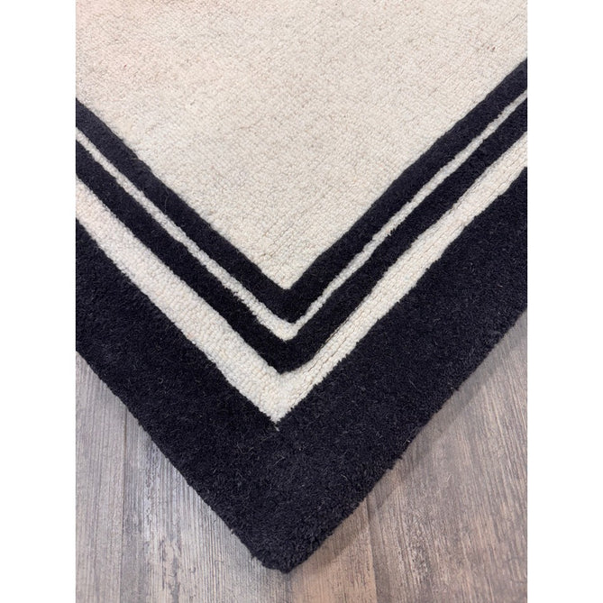 Piper Modern Plain Textured Loop Pile Smooth Border Hand-Woven Wool Cream/Black Rug-Origins-Rug Love - The Most Loved Rug Store