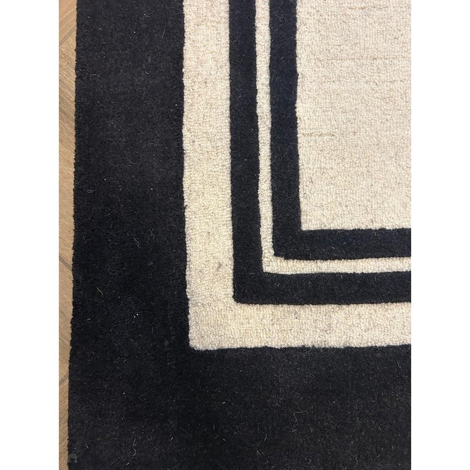 Piper Modern Plain Textured Loop Pile Smooth Border Hand-Woven Wool Cream/Black Rug-Origins-Rug Love - The Most Loved Rug Store