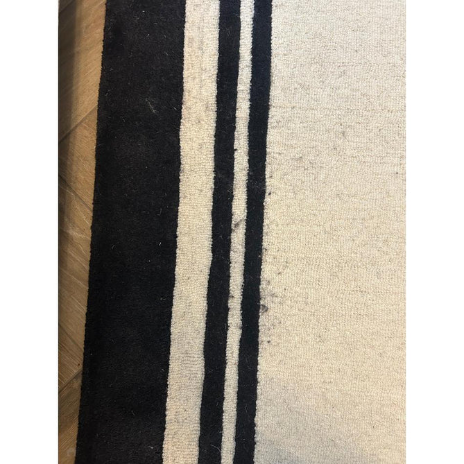Piper Modern Plain Textured Loop Pile Smooth Border Hand-Woven Wool Cream/Black Rug-Origins-Rug Love - The Most Loved Rug Store