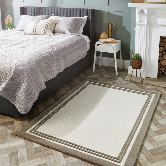 Piper Modern Plain Textured Loop Pile Smooth Border Hand-Woven Wool Cream/Taupe Rug-Origins-Rug Love - The Most Loved Rug Store