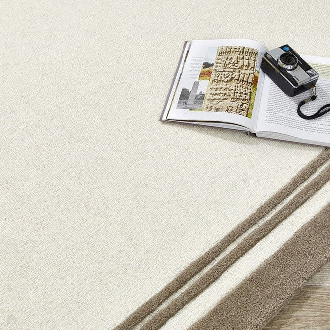 Piper Modern Plain Textured Loop Pile Smooth Border Hand-Woven Wool Cream/Taupe Rug-Origins-Rug Love - The Most Loved Rug Store