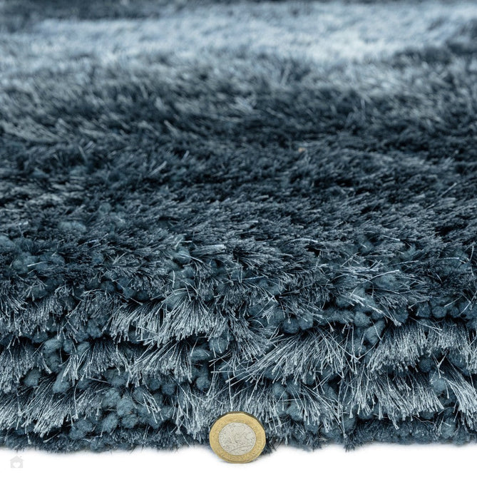 Plush Luxury Super Thick Heavyweight High-Density Hand-Woven Soft High-Pile Plain Polyester Tonal Textured Metallic Shimmer Shaggy Airforce Blue Round Rug-Asiatic Carpets-Rug Love - The Most Loved Rug Store