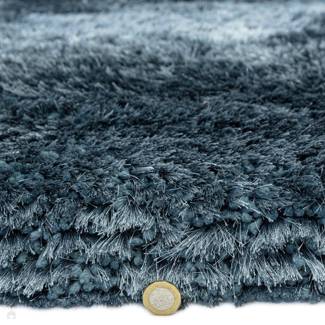 Plush Luxury Super Thick Heavyweight High-Density Hand-Woven Soft High-Pile Plain Polyester Tonal Textured Metallic Shimmer Shaggy Airforce Blue Round Rug-Asiatic Carpets-Rug Love - The Most Loved Rug Store