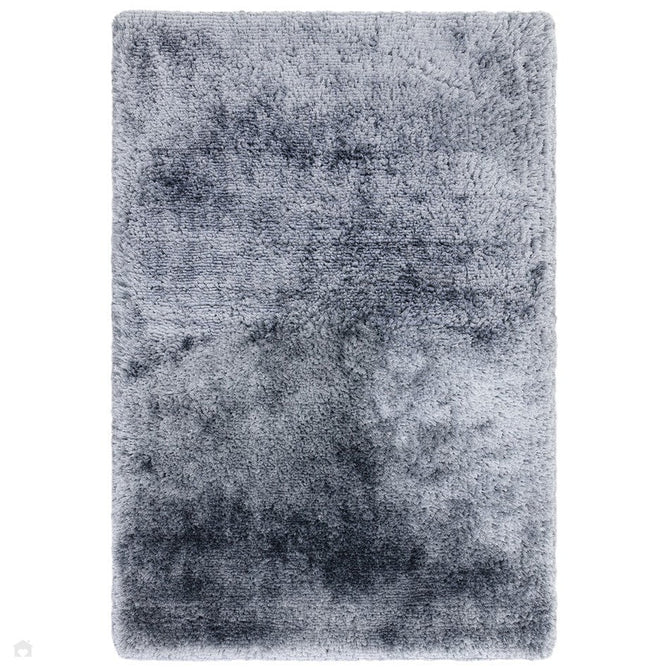 Plush Luxury Super Thick Heavyweight High-Density Hand-Woven Soft High-Pile Plain Polyester Tonal Textured Metallic Shimmer Shaggy Airforce Blue Rug 120 x 170 cm