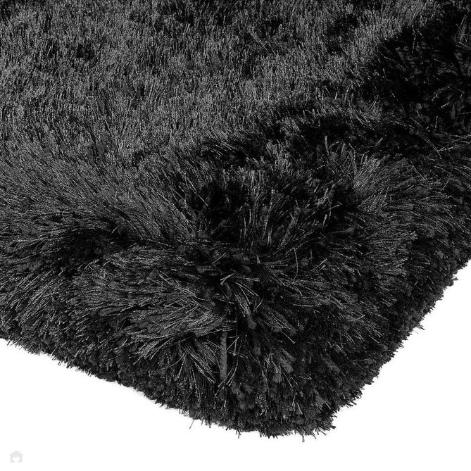 Plush Luxury Super Thick Heavyweight High-Density Hand-Woven Soft High-Pile Plain Polyester Tonal Textured Metallic Shimmer Shaggy Black Rug-Asiatic Carpets-Rug Love - The Most Loved Rug Store