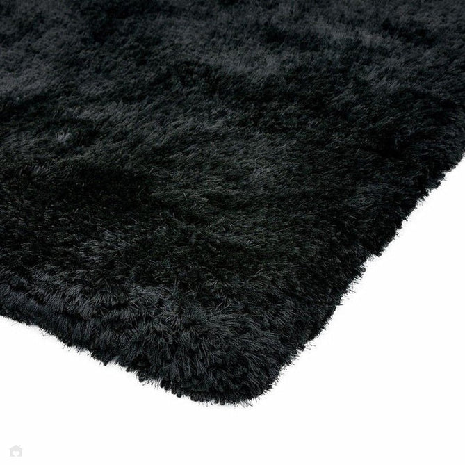 Plush Luxury Super Thick Heavyweight High-Density Hand-Woven Soft High-Pile Plain Polyester Tonal Textured Metallic Shimmer Shaggy Black Rug-Asiatic Carpets-Rug Love - The Most Loved Rug Store
