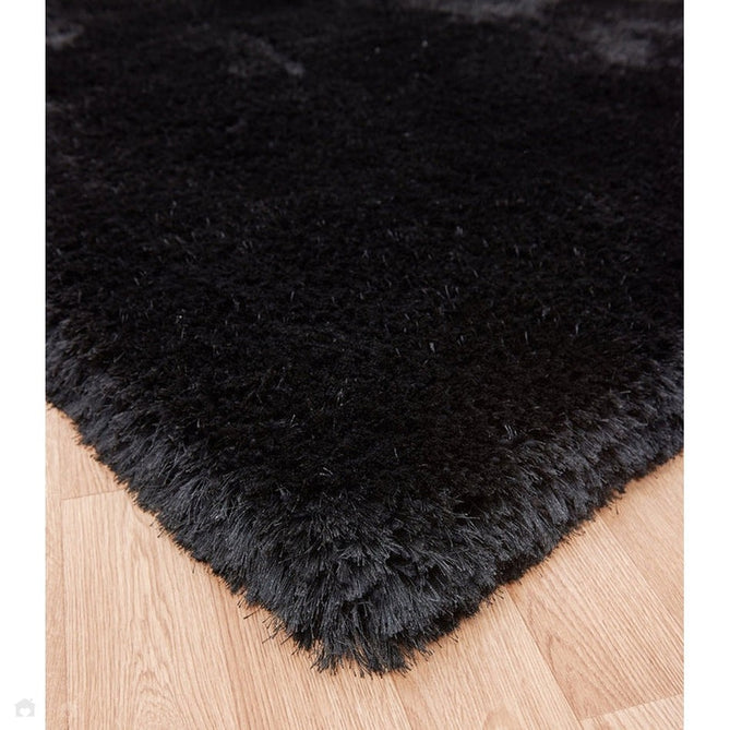 Plush Luxury Super Thick Heavyweight High-Density Hand-Woven Soft High-Pile Plain Polyester Tonal Textured Metallic Shimmer Shaggy Black Rug-Asiatic Carpets-Rug Love - The Most Loved Rug Store