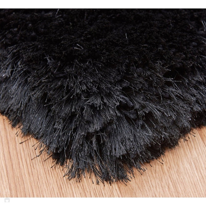 Plush Luxury Super Thick Heavyweight High-Density Hand-Woven Soft High-Pile Plain Polyester Tonal Textured Metallic Shimmer Shaggy Black Rug-Asiatic Carpets-Rug Love - The Most Loved Rug Store