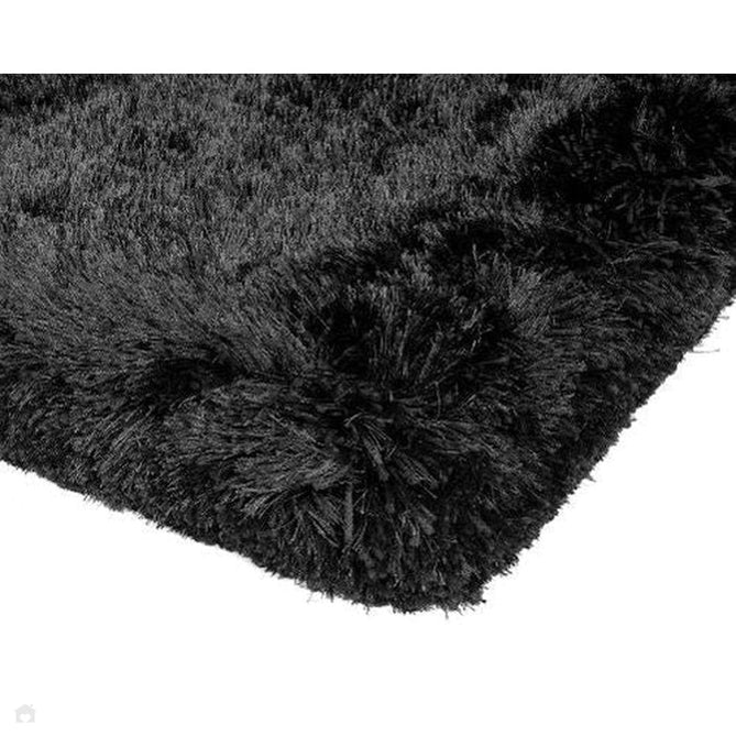 Plush Luxury Super Thick Heavyweight High-Density Hand-Woven Soft High-Pile Plain Polyester Tonal Textured Metallic Shimmer Shaggy Black Rug-Asiatic Carpets-Rug Love - The Most Loved Rug Store