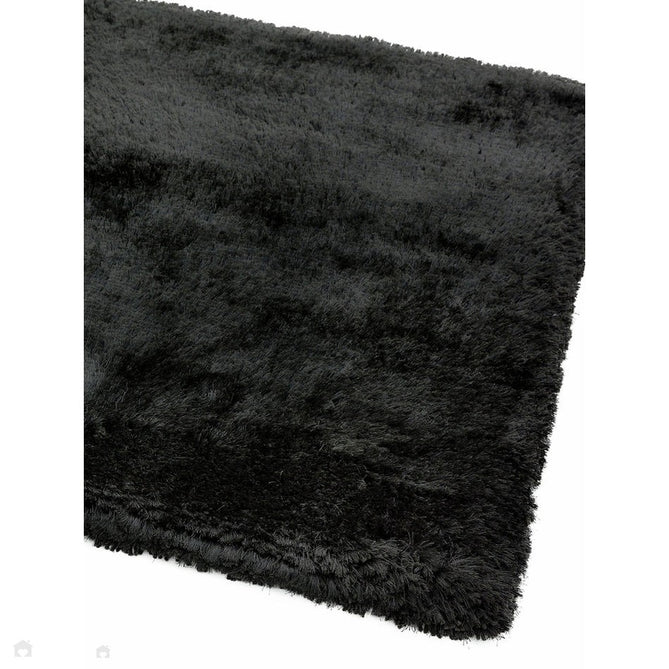 Plush Luxury Super Thick Heavyweight High-Density Hand-Woven Soft High-Pile Plain Polyester Tonal Textured Metallic Shimmer Shaggy Black Rug-Asiatic Carpets-Rug Love - The Most Loved Rug Store