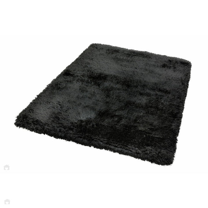 Plush Luxury Super Thick Heavyweight High-Density Hand-Woven Soft High-Pile Plain Polyester Tonal Textured Metallic Shimmer Shaggy Black Rug-Asiatic Carpets-Rug Love - The Most Loved Rug Store