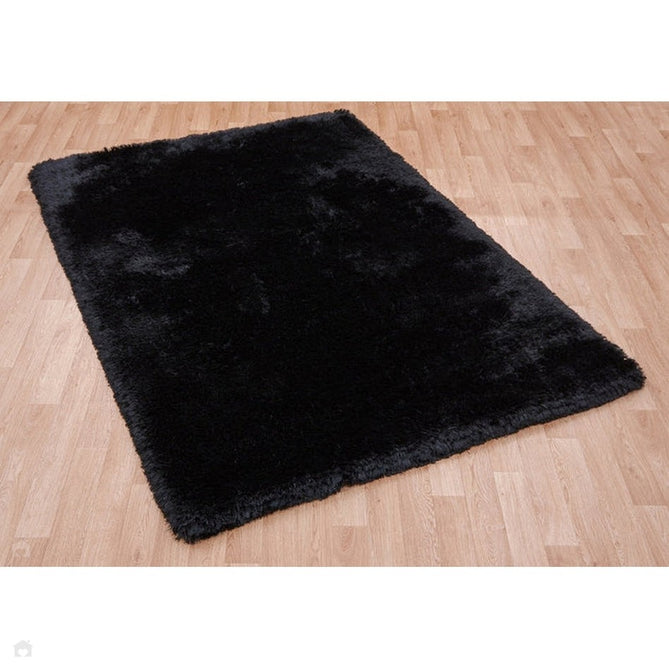 Plush Luxury Super Thick Heavyweight High-Density Hand-Woven Soft High-Pile Plain Polyester Tonal Textured Metallic Shimmer Shaggy Black Rug-Asiatic Carpets-Rug Love - The Most Loved Rug Store