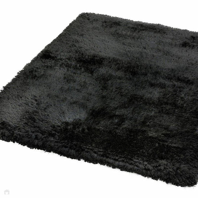 Plush Luxury Super Thick Heavyweight High-Density Hand-Woven Soft High-Pile Plain Polyester Tonal Textured Metallic Shimmer Shaggy Black Rug-Asiatic Carpets-Rug Love - The Most Loved Rug Store