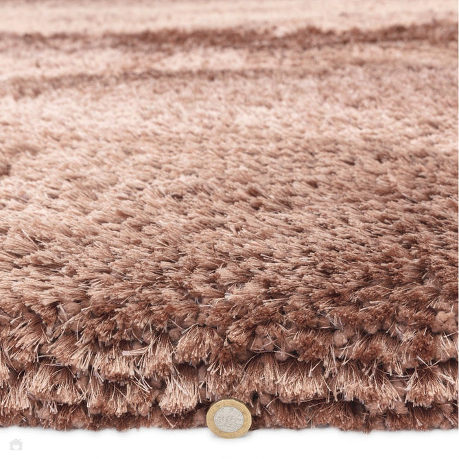 Plush Luxury Super Thick Heavyweight High-Density Hand-Woven Soft High-Pile Plain Polyester Tonal Textured Metallic Shimmer Shaggy Blush Round Rug-Asiatic Carpets-Rug Love - The Most Loved Rug Store