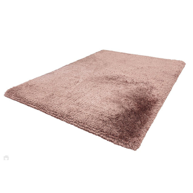 Plush Luxury Super Thick Heavyweight High-Density Hand-Woven Soft High-Pile Plain Polyester Tonal Textured Metallic Shimmer Shaggy Blush Round Rug-Asiatic Carpets-Rug Love - The Most Loved Rug Store