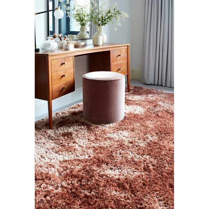 Plush Luxury Super Thick Heavyweight High-Density Hand-Woven Soft High-Pile Plain Polyester Tonal Textured Metallic Shimmer Shaggy Blush Round Rug-Asiatic Carpets-Rug Love - The Most Loved Rug Store