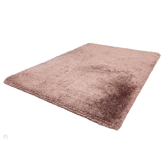 Plush Luxury Super Thick Heavyweight High-Density Hand-Woven Soft High-Pile Plain Polyester Tonal Textured Metallic Shimmer Shaggy Blush Round Rug-Asiatic Carpets-Rug Love - The Most Loved Rug Store