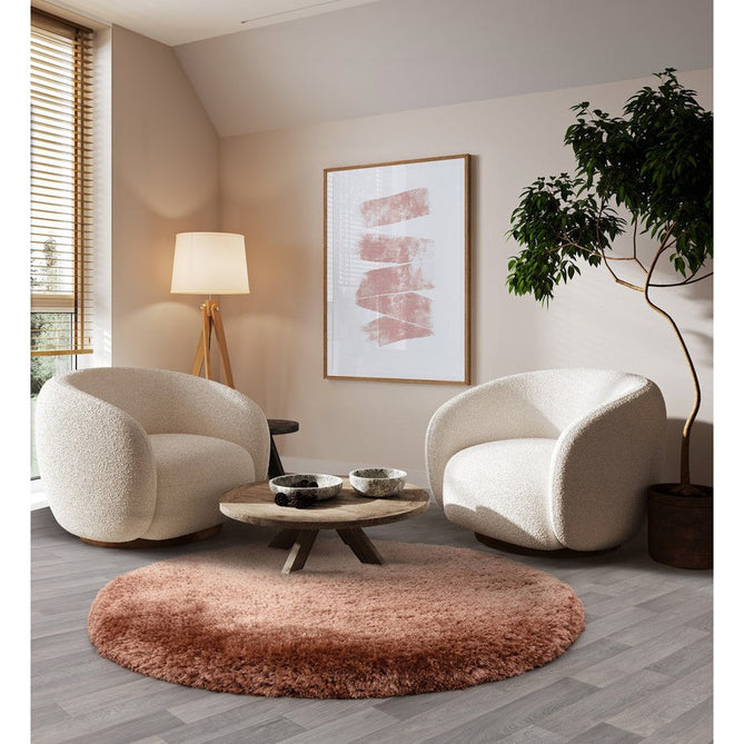 Plush Luxury Super Thick Heavyweight High-Density Hand-Woven Soft High-Pile Plain Polyester Tonal Textured Metallic Shimmer Shaggy Blush Round Rug-Asiatic Carpets-Rug Love - The Most Loved Rug Store