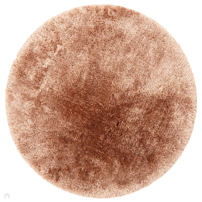 Plush Luxury Super Thick Heavyweight High-Density Hand-Woven Soft High-Pile Plain Polyester Tonal Textured Metallic Shimmer Shaggy Blush Round Rug-Asiatic Carpets-Rug Love - The Most Loved Rug Store