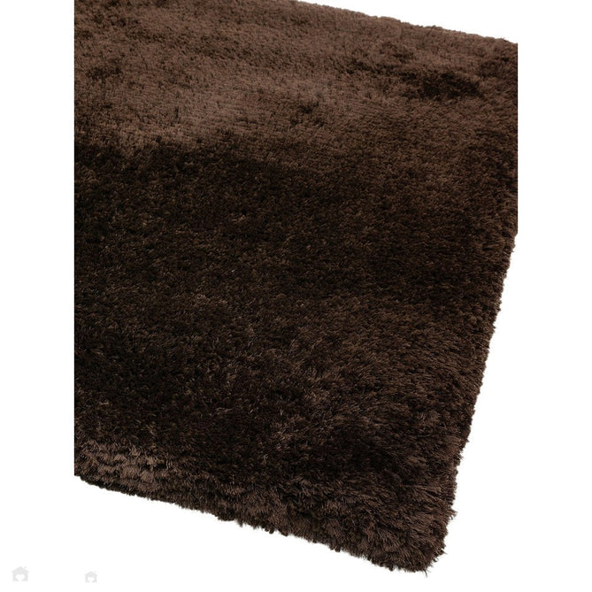 Plush Luxury Super Thick Heavyweight High-Density Hand-Woven Soft High-Pile Plain Polyester Tonal Textured Metallic Shimmer Shaggy Dark Chocolate Rug-Asiatic Carpets-Rug Love - The Most Loved Rug Store