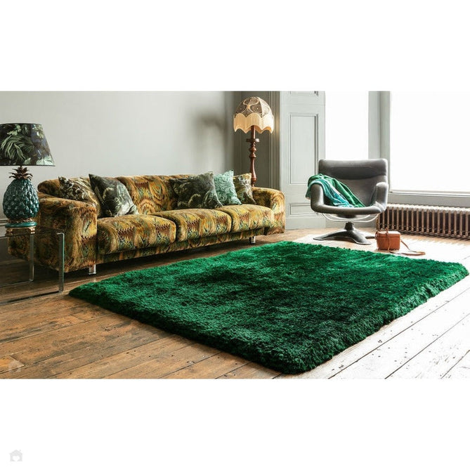 Plush Luxury Super Thick Heavyweight High-Density Hand-Woven Soft High-Pile Plain Polyester Tonal Textured Metallic Shimmer Shaggy Emerald Rug-Asiatic Carpets-Rug Love - The Most Loved Rug Store
