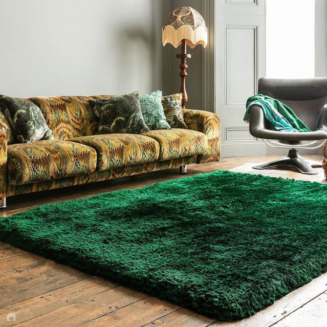 Plush Luxury Super Thick Heavyweight High-Density Hand-Woven Soft High-Pile Plain Polyester Tonal Textured Metallic Shimmer Shaggy Emerald Rug-Asiatic Carpets-Rug Love - The Most Loved Rug Store