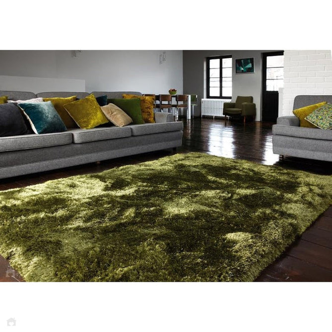 Plush Luxury Super Thick Heavyweight High-Density Hand-Woven Soft High-Pile Plain Polyester Tonal Textured Metallic Shimmer Shaggy Green Rug-Asiatic Carpets-Rug Love - The Most Loved Rug Store