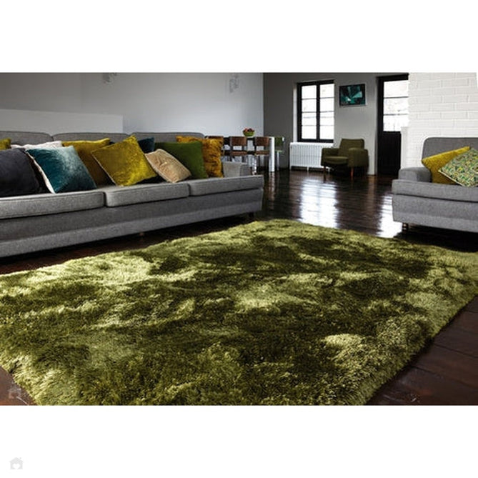 Plush Luxury Super Thick Heavyweight High-Density Hand-Woven Soft High-Pile Plain Polyester Tonal Textured Metallic Shimmer Shaggy Green Rug-Asiatic Carpets-Rug Love - The Most Loved Rug Store