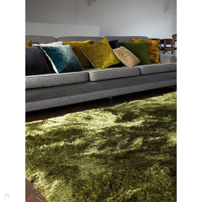 Plush Luxury Super Thick Heavyweight High-Density Hand-Woven Soft High-Pile Plain Polyester Tonal Textured Metallic Shimmer Shaggy Green Rug-Asiatic Carpets-Rug Love - The Most Loved Rug Store