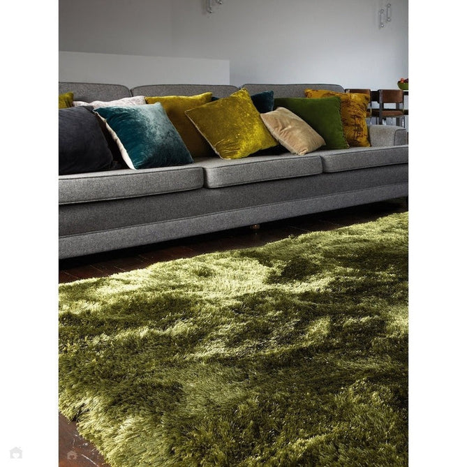 Plush Luxury Super Thick Heavyweight High-Density Hand-Woven Soft High-Pile Plain Polyester Tonal Textured Metallic Shimmer Shaggy Green Rug-Asiatic Carpets-Rug Love - The Most Loved Rug Store